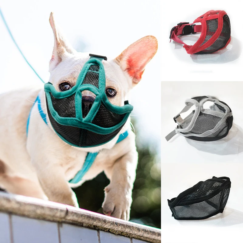 Short Hollow Snout Pet Dog Muzzles Adjustable French Bulldog Muzzle Dog Mouth Mask Color
