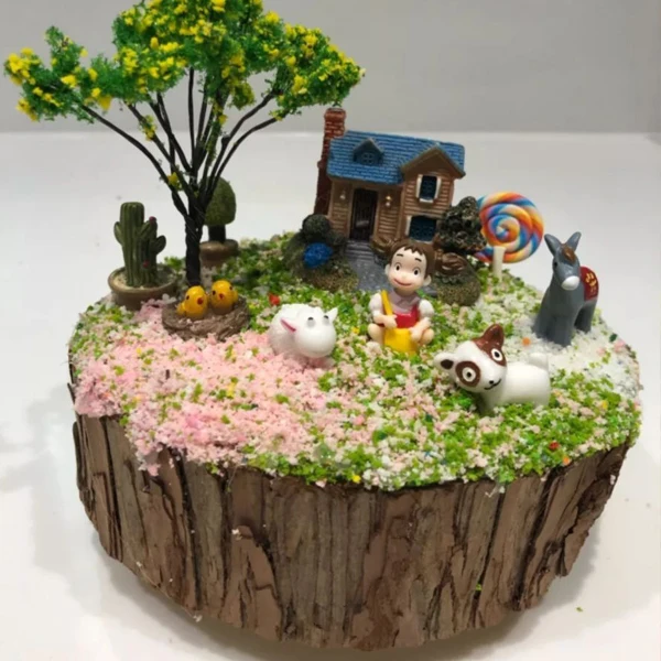 

Wooden Stake Diy Music Box Rotating Base Model Accessories Hand-made Gift Fairy Garden Miniatures Mini Garden Wood Decoration