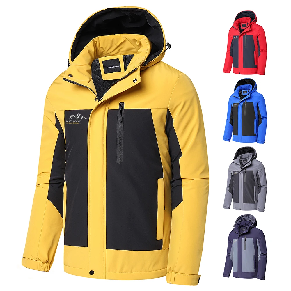 Hooded Jacket Coat Men Spring Warm Autumn Waterproof Outdoor Casual Cotton Outfits Classic
