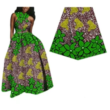 Цветочный принт африканская настоящая восковая ткань для женского платья дизайн зеленая из Анкары и Нигерии настоящая голландская восковая Ткань 6 ярдов 572