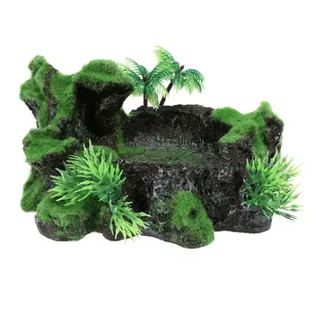 

1pc Fish Tank Decor Natural Decorative Beautiful Resin Safe Eating Plate Pet Bowl for Lizards Reptiles Turtle