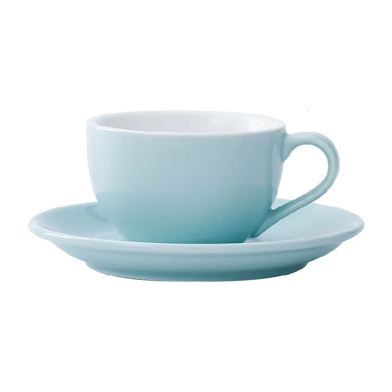 Sky Blue Капучино кофейная чашка утолщение издание кофейная кружка цвет Макарон эспрессо черная итальянская кофейная чашка 150cc керамическая чашка Koffie - Цвет: Sky Blue