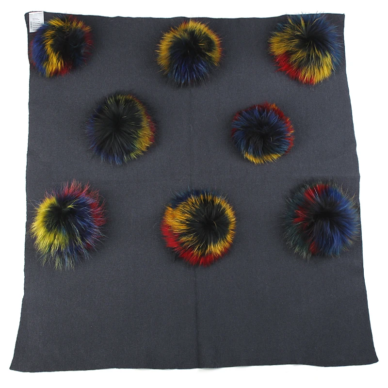 dark gray multicolor Теплое шерстяное Пеленальное Одеяло для новорожденных и детей постарше, одеяло для сна для путешествий с натуральным меховым помпоном, одноцветные постельные пеленки - Цвет: dark gray multicolor