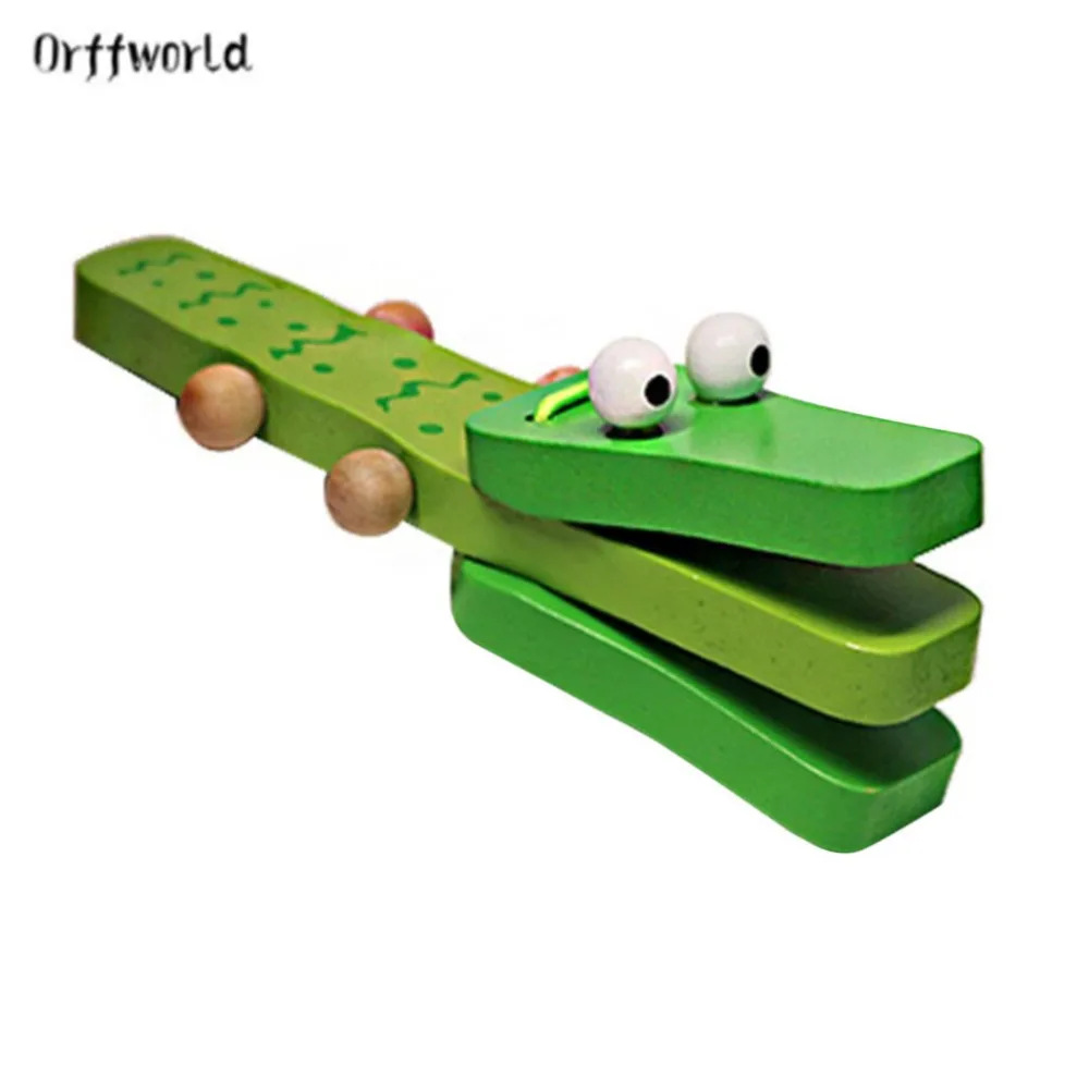 Orff World в форме крокодила деревянные кастаньеты детский музыкальный инструмент мультфильм детский музыкальный образовательный инструмент игрушка погремушка