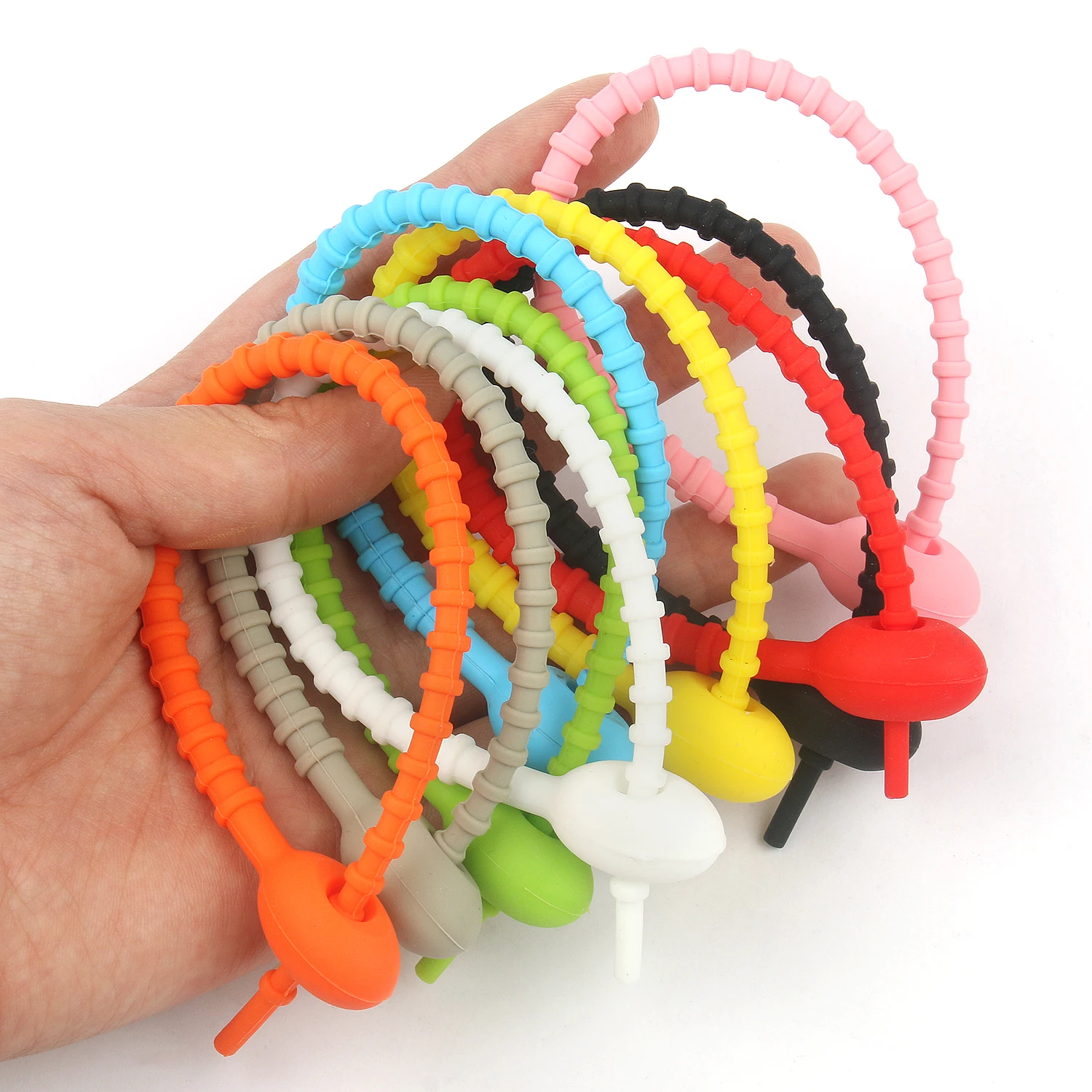 20 Pièces Attache Cable Silicone Cable Tie Réutilisable Attaches De