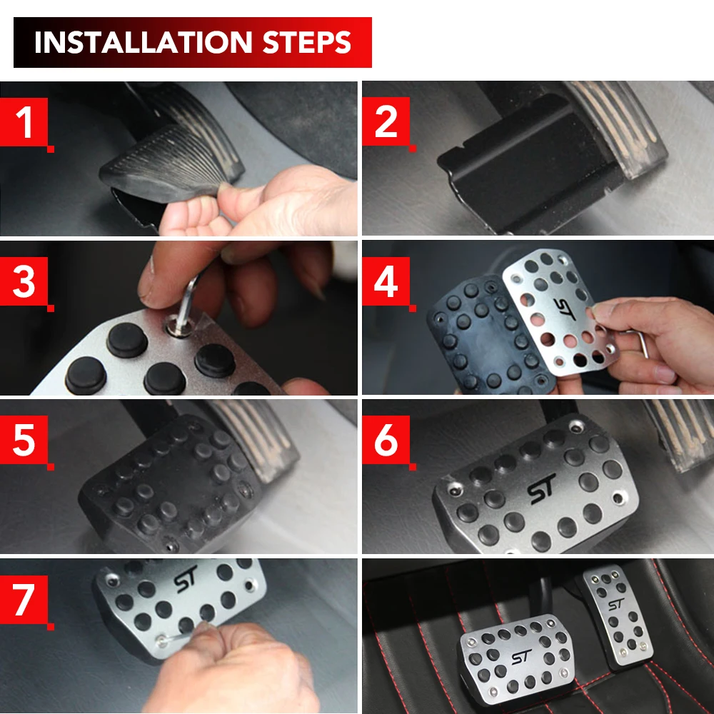 Car Pedals Stainless Car Pedals Covers for Ford Focus 2 3 4 MK2 MK3 MK4 Kuga Escape RS ST 2005- Clutch Gas Brake Pedal Set Pads