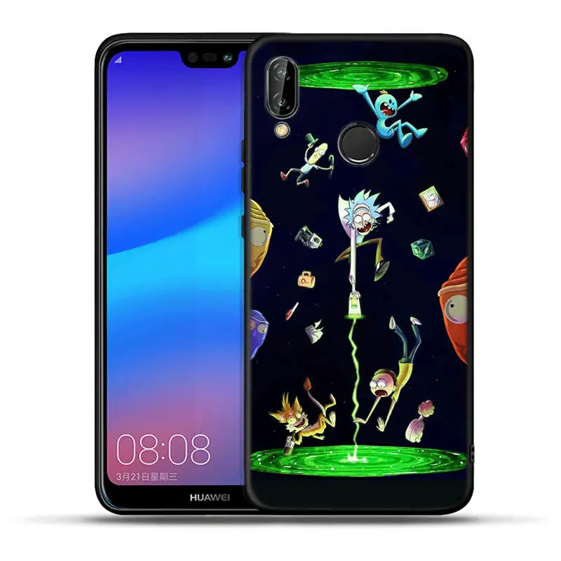 Черный силиконовый мягкий чехол Rick and Morty для huawei mate 20 10 P30 P20 Pro P10 P9 P8 Lite P Smart