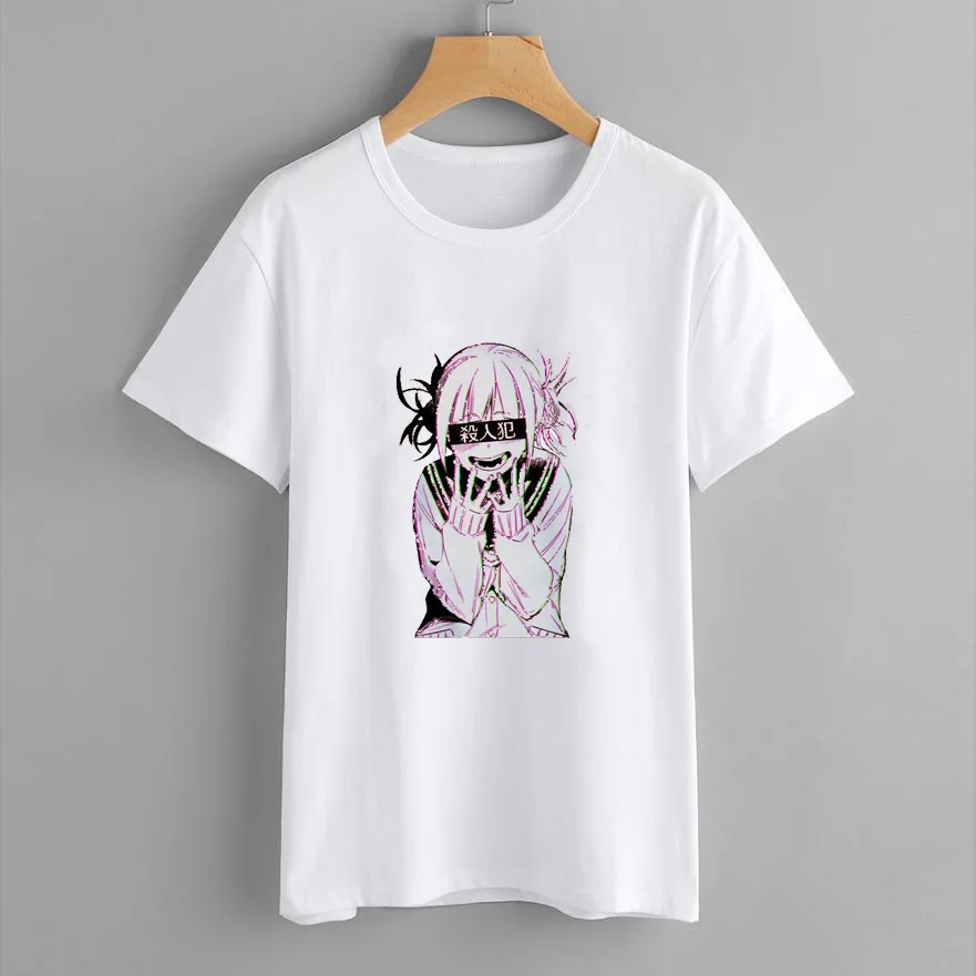 Футболка с японским аниме принтом женская летняя одежда Tumblr Мода Senpai мультфильм Harajuku графическая Повседневная футболка Femme - Цвет: 1