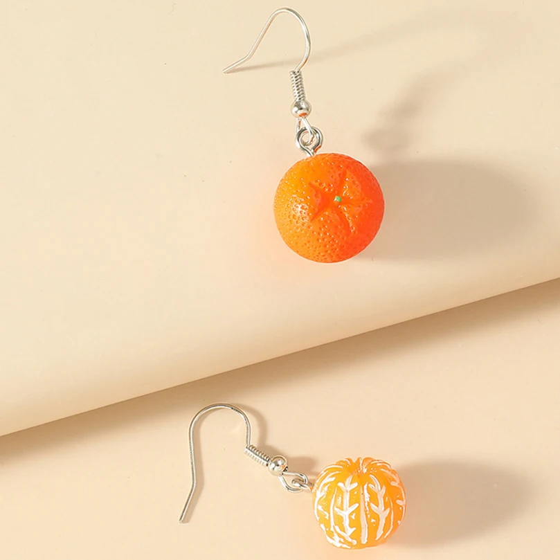 Dangle Earrings Drop Earrings Fruit Design Earrings Unusual Earing Women Orange Fruit Drop Hanging Earrings For Teen Funny Girls Female Ear Rings Jewelry Gift Stainless Steel