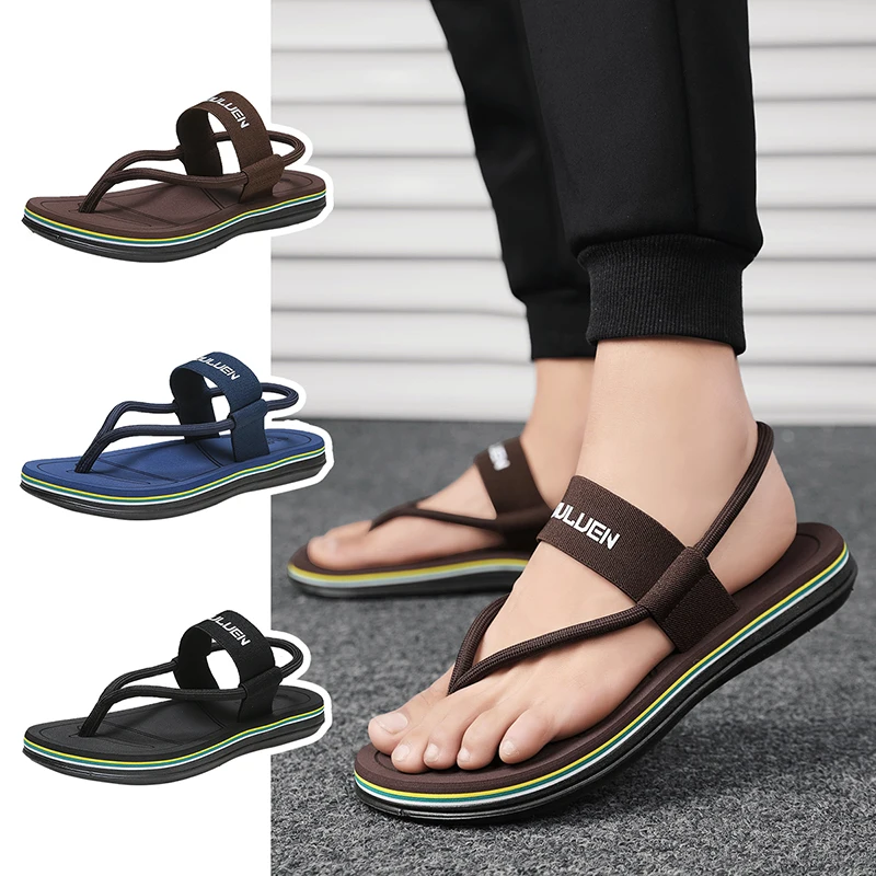 

New Sandals Summer Casual Shoes for Men Cool Outside Beach Slides Soft Cork Slippers Man Non-slip Flip Flops Walking Footwear