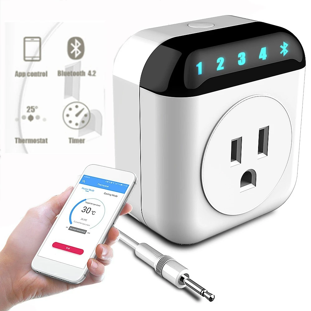 

Smart Socket bluetooth 4.2 Intelligent Timer Switch Thermostat Temperature Control Switch Mobile App Control Smart home 5 LEDs