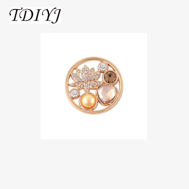 Gold TDIYJ Новое поступление 33 мм Монета с цветком лотоса для монет держатель кулон как подарки модным женщинам - Окраска металла: Gold