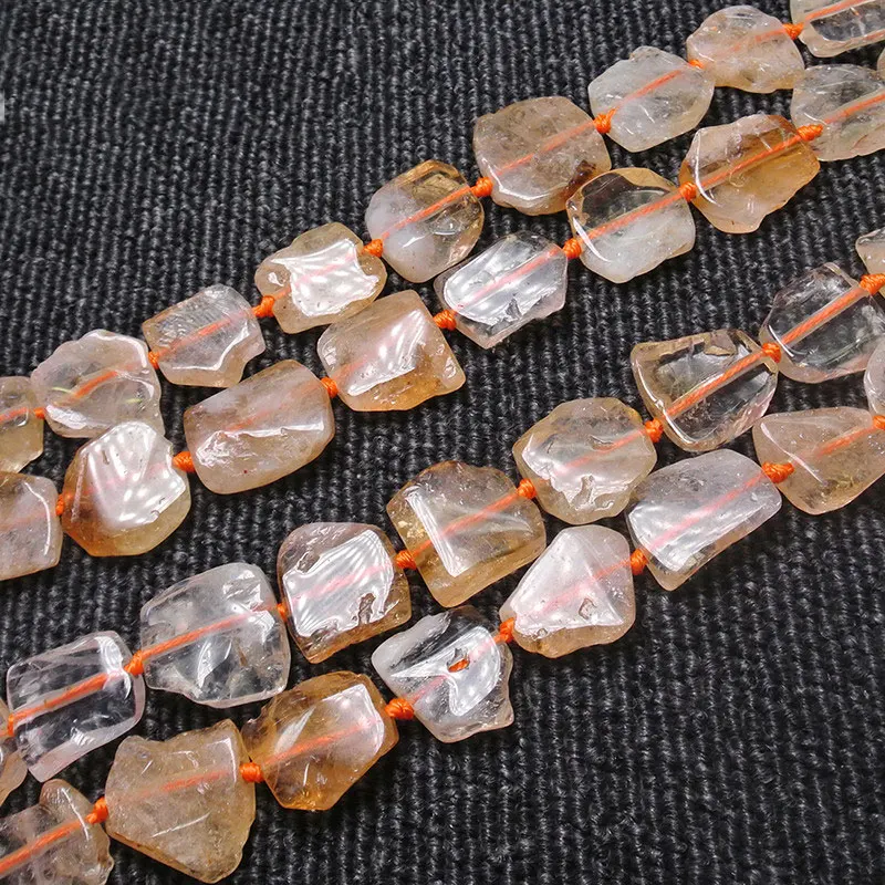 18x20mm Natural Yellow Citrines Beads Flat Big Freeform DIY Loose Quartz For Jewelry Making Accessories 15'' Gift | Украшения и