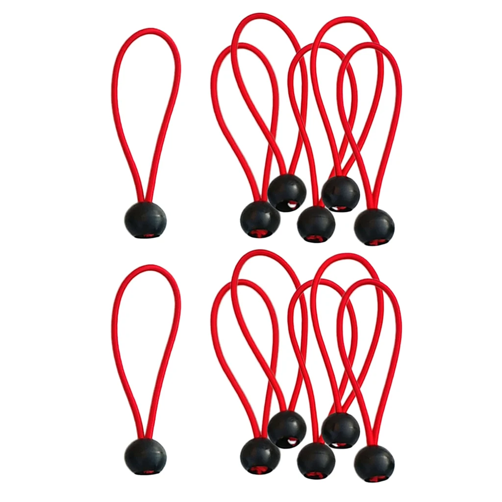 12pcs Ball Bungee Bungie Cord Heavy Duty Canopy Tarp Tie Downs 6'' Red