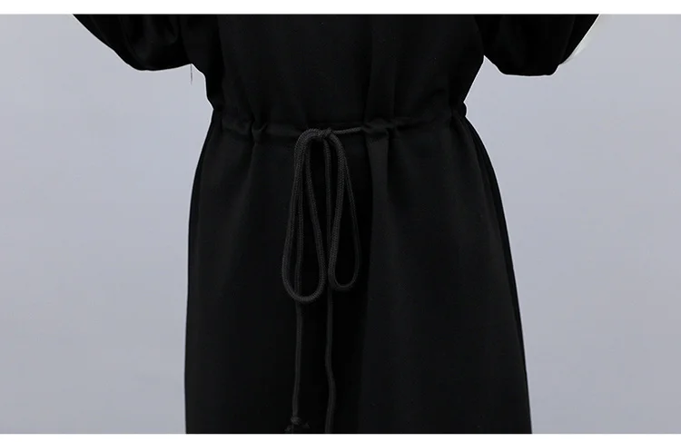 XL-5XL, большие размеры, модное Спортивное платье, женское черно-белое платье с длинными рукавами, осенне-зимнее облегающее платье трапециевидной формы, Спортивная одежда на шнурках