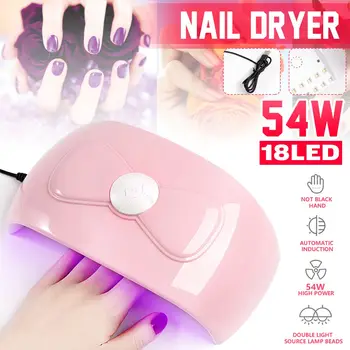 

54W 18 Led Gear Timing Nail UV Light-Curing Lamp Phototherapy Manicure Timer Portable Nail Dryer Manicure 110-240V