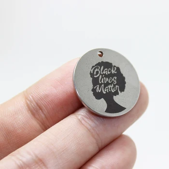 

8pcs-- 22*mm Black Lives Matter Charm Stainless Steel All Lives Matter Laser Engraved Charm pendant for diy jewelry making