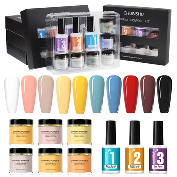 

9PcsDippingNail Powder Set 10ML Acrylic Colorful Dipping Nail Glitter Powder Pigment Dust Nail Art Decoration Dip NailPowderDIY