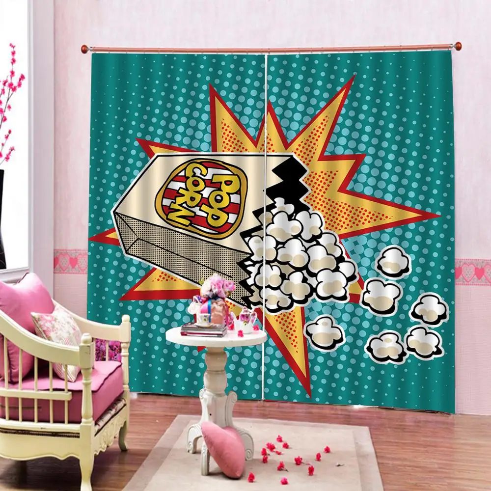 

Cartoon Design 3D Curtains Explosion Effect and Popcorn Window Curtains For Living Room Bedroom Blackout Drapes Indoor Decor