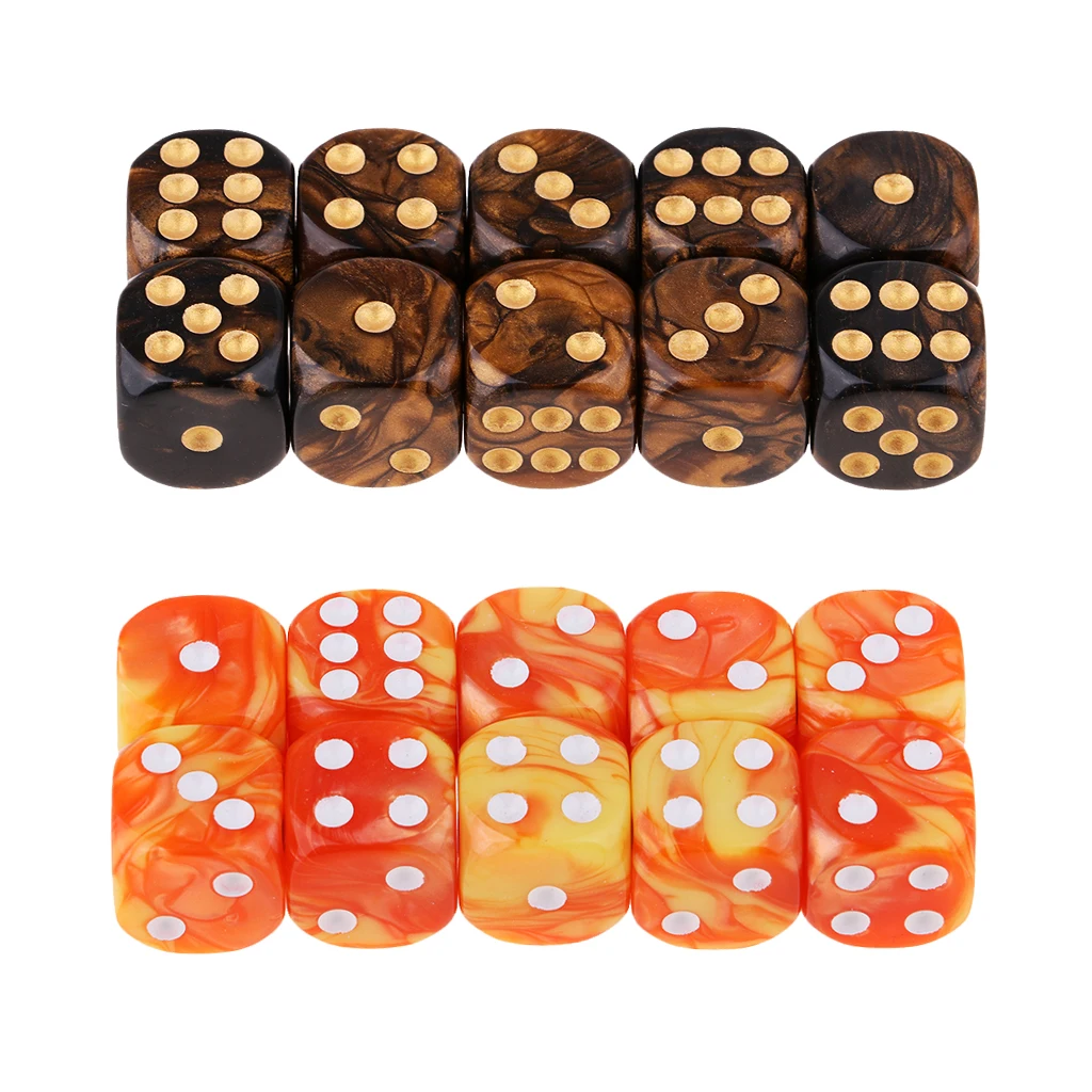 20pcs 6-Sided Dice Set, Bright Colors 16 mm for Games Casino Gifts Teaching