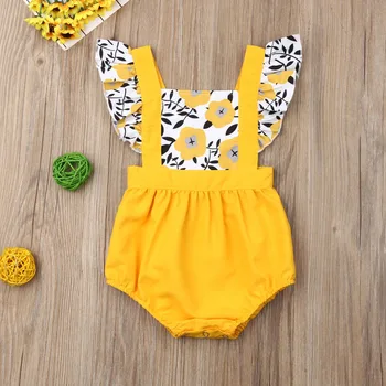 

Pudcoco 2020 Newborn Baby Girl Clothes Fly Sleeve Sunflower Print Romper Jumpsuit One-Piece Outfit Summer Sunsuit Clothes