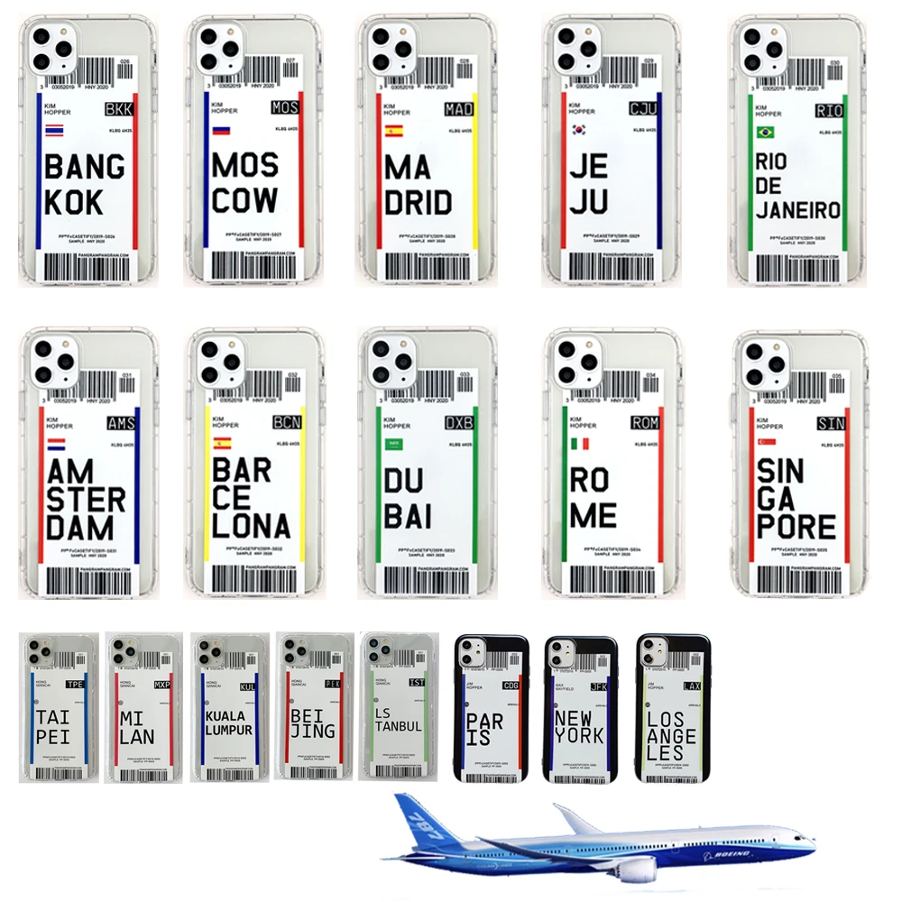 

Luxury Personality Air ticket Phone Cover Case for iPhone 11 Pro Max 6 6s 7 8 Plus X XS XR XSMax Soft Coque Fundas plane ticket