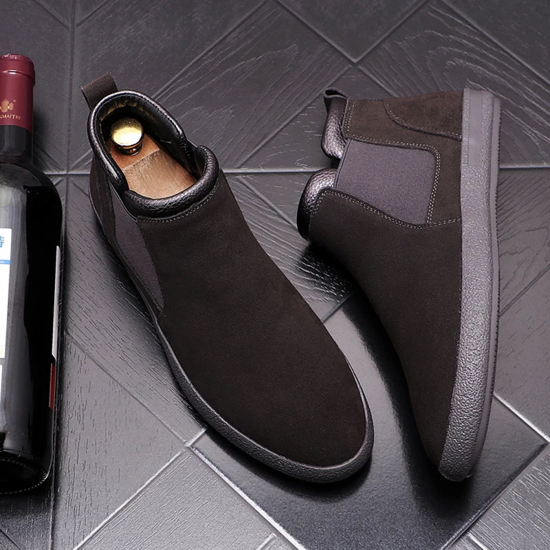 Корейский стиль Мужские повседневные теплые хлопковые зимние ботинки Обувь на