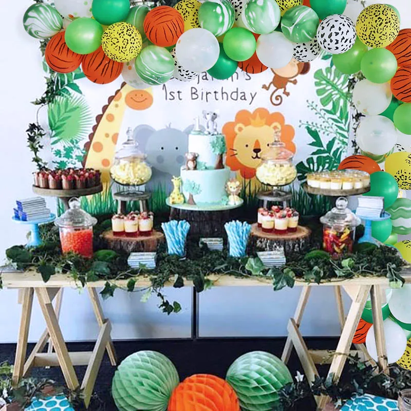 70 шт набор воздушных шаров набор для дня рождения украшения Дети полоска для воздушных шаров джунгли вечерние наборы; детский душ 1st воздушный шар на день рождения