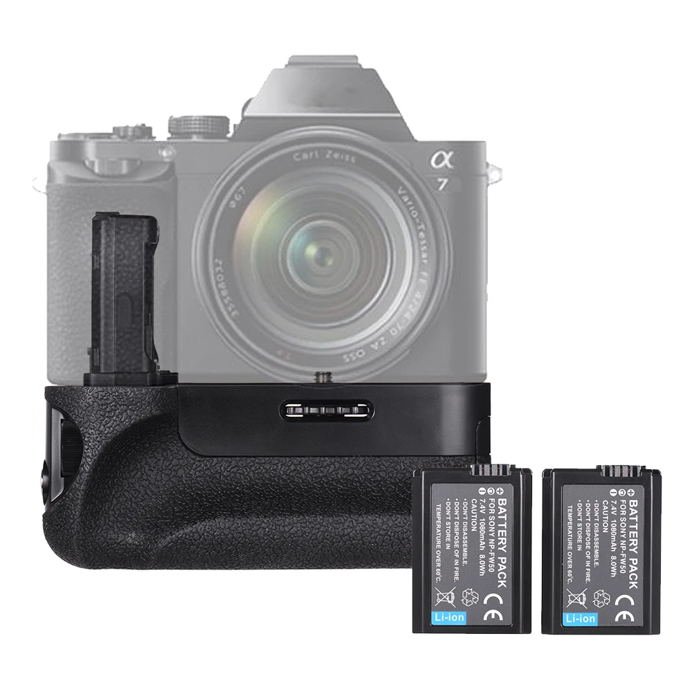 

Battery Grip Replacement Vertical Camera Battery Holder with NP-FW50 Battery 2.4G Wireless Remote Control for Sony A7/A7R/A7S