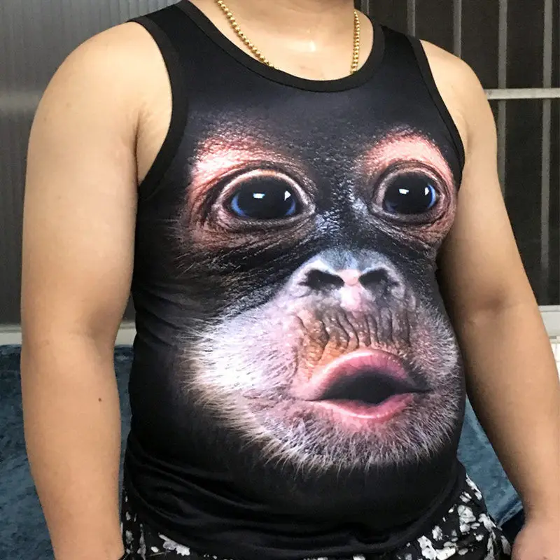 Black Orangutan Большие размеры, S-5XL, 3D Майки, мужские топы, хит, летние, животные, забавные, Горилла, панда, принт, мужские, повседневные, брендовые майки AD0522 - Цвет: Black Orangutan