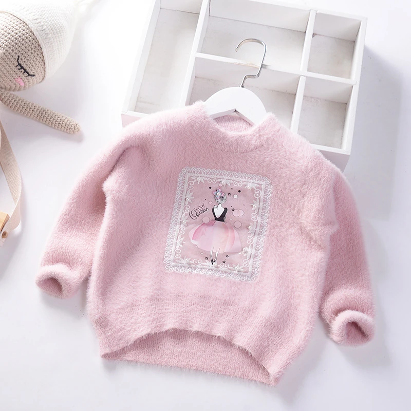 pink 309395 Новинка года; сезон осень-зима; детские свитера; бархатный свитер для девочек; теплая детская одежда с рисунком арбуза и фламинго; мороженое - Цвет: pink 309395
