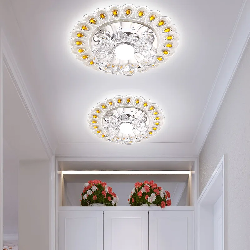 

Wholesale Modern Minimalist LED Crystal Hallway Ceiling Light Corridor Lights Circle Entrance Lights dong deng into the Hall Hol