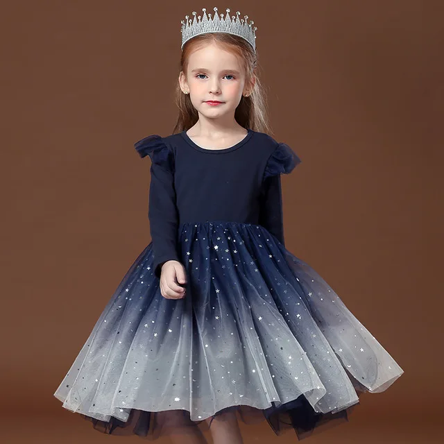 Одежда для девочек звездного синего цвета; платье для маленьких девочек с суперзвездами; вечерние платья для детей; Одежда для девочек; От 2 до 8 лет-пачка для дня рождения; Vestidos