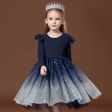 Одежда для девочек звездного синего цвета; платье для маленьких девочек с суперзвездами; вечерние платья для детей; Одежда для девочек; От 2 до 8 лет-пачка для дня рождения; Vestidos