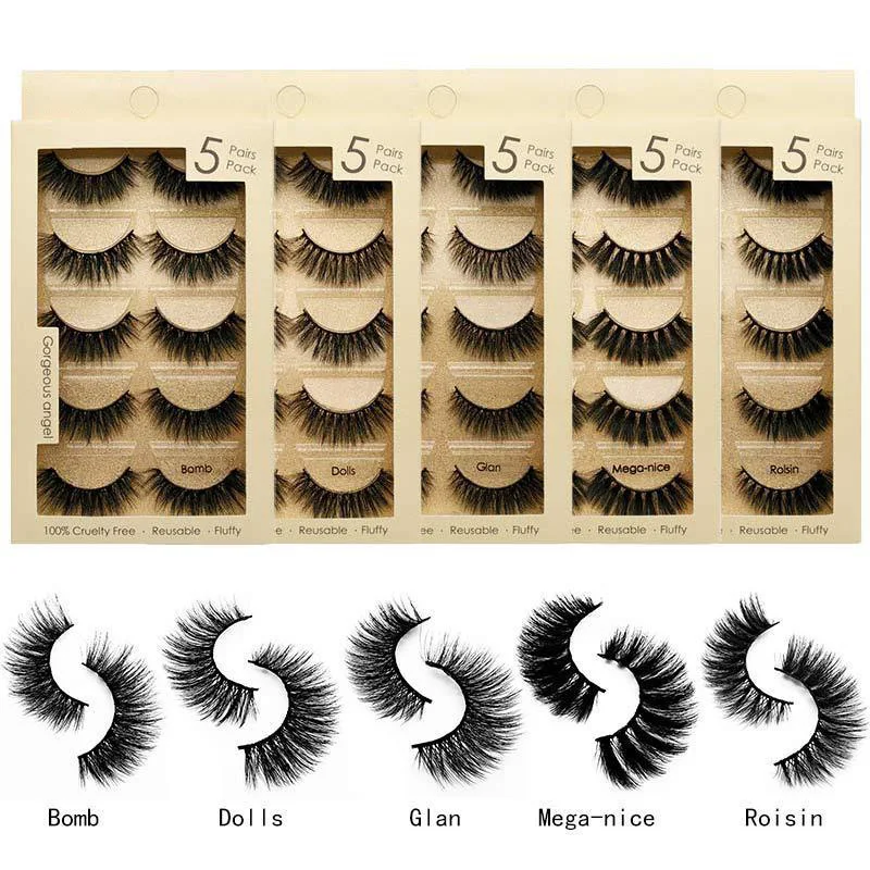 

Professional Eyelash Extension Makeup Natural Eyelashes Thicker Eye Patch Basic Makeup Tools 5 Pairs Eyelash bundle