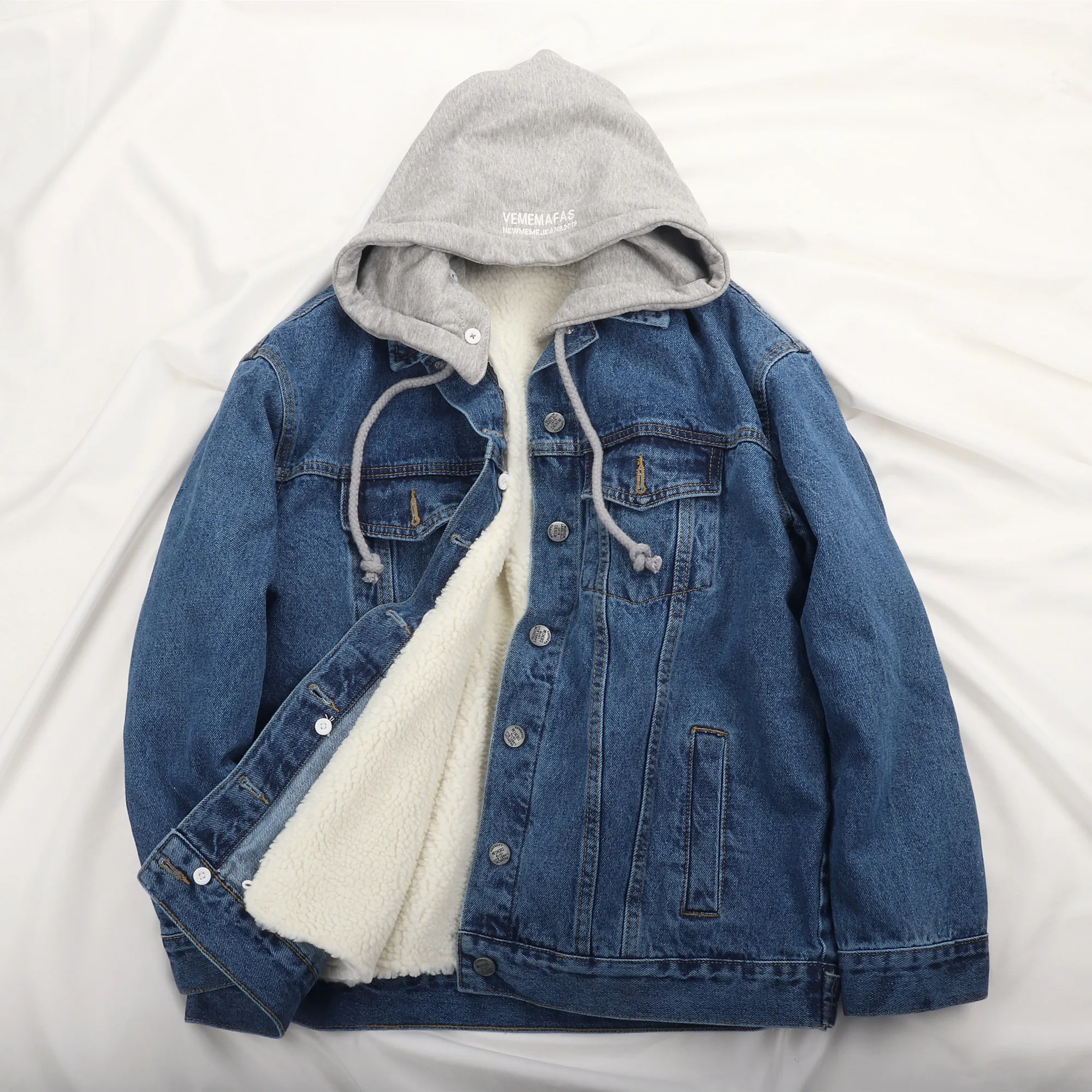 lined denim jacket with hood