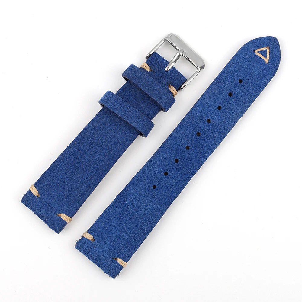Handcrafted Suede Leather Watch Strap with Quick Release – Retro Style, Various Widths