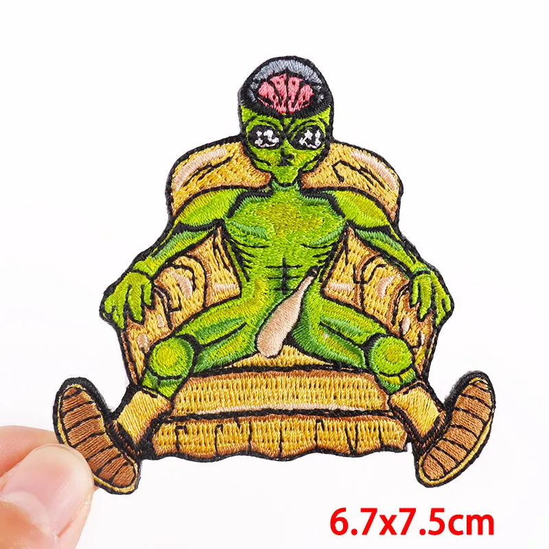 Prajna Alien Embroidered Patches On Clothes DIY Space UFO Applique Clothing Thermoadhesive Patches for Clothing Stickers Badges 