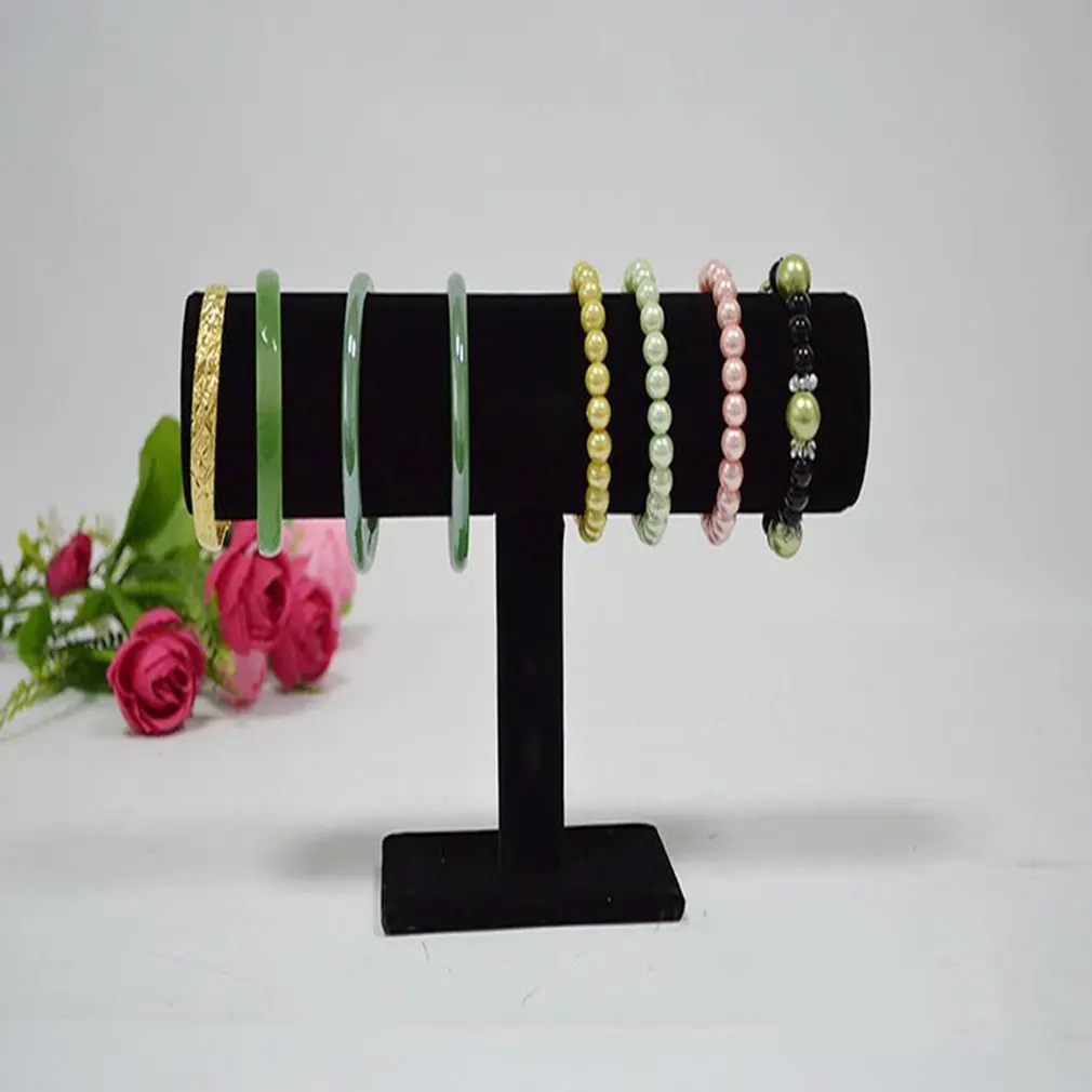 Black Velvet Jewelry Bangle Watch Display Stand Holder Bracelet Chain T-Bar Rack Portable Jewelry Organizer Rack Dropshipping