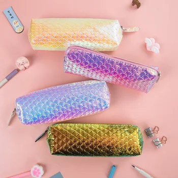 

Creative Fish scale Symphony Laser Pencil case for girls Cute pencil bag box Stationery pen pouch office school supply