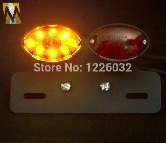Schwarz Custom Motorrad Cat Eye LED Brems Rück Licht Kennzeichen Halterung Rot Schwarz Custom Motorrad Cat Eye LED Brems Rück Licht Kennzeichen Halterung Rot