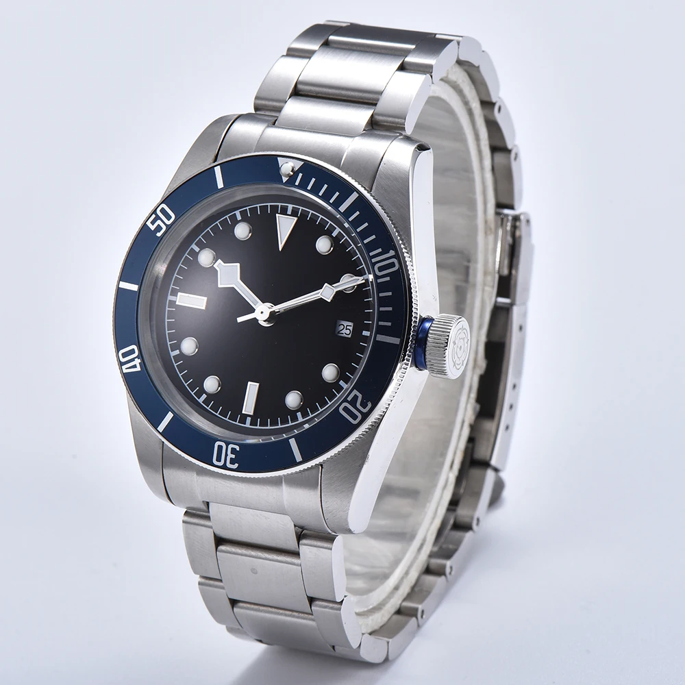 

Luxury Automatic Mechanical Men's Watch 41mm Aluminum Frame Blue Dial Sterile Twining Luminous White Pointer Blue Black Dial