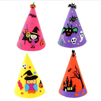 

Halloween Hats Diy Children Paste Manual Hat Kindergarten Party Decoration Spirit Festival Hats Pumpkin Hat