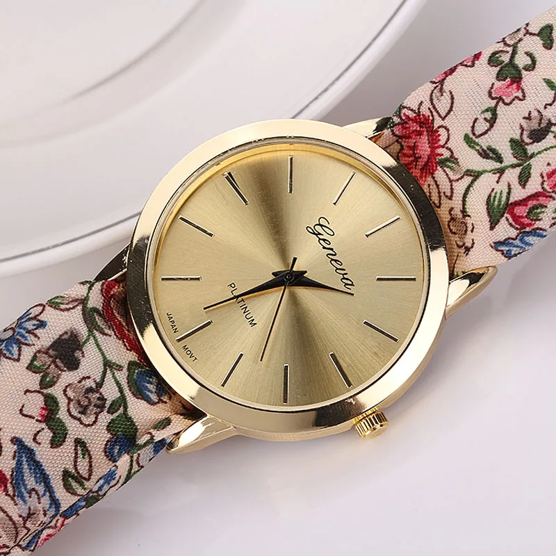 Женские часы для девушек, цветочный жаккардовый браслет из ткани, наручные часы zegarek relgios montre orologio donna zegarki damskie saat