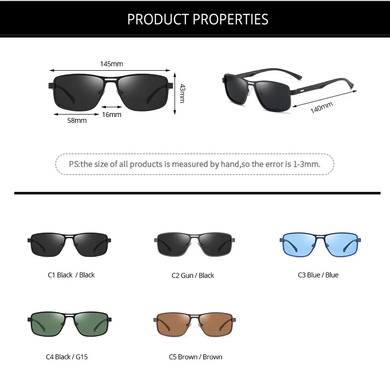 Бренд, модные поляризационные мужские солнцезащитные очки, квадратная металлическая оправа, мужские солнцезащитные очки, очки для вождения, рыбалки, zonnebril heren UV400