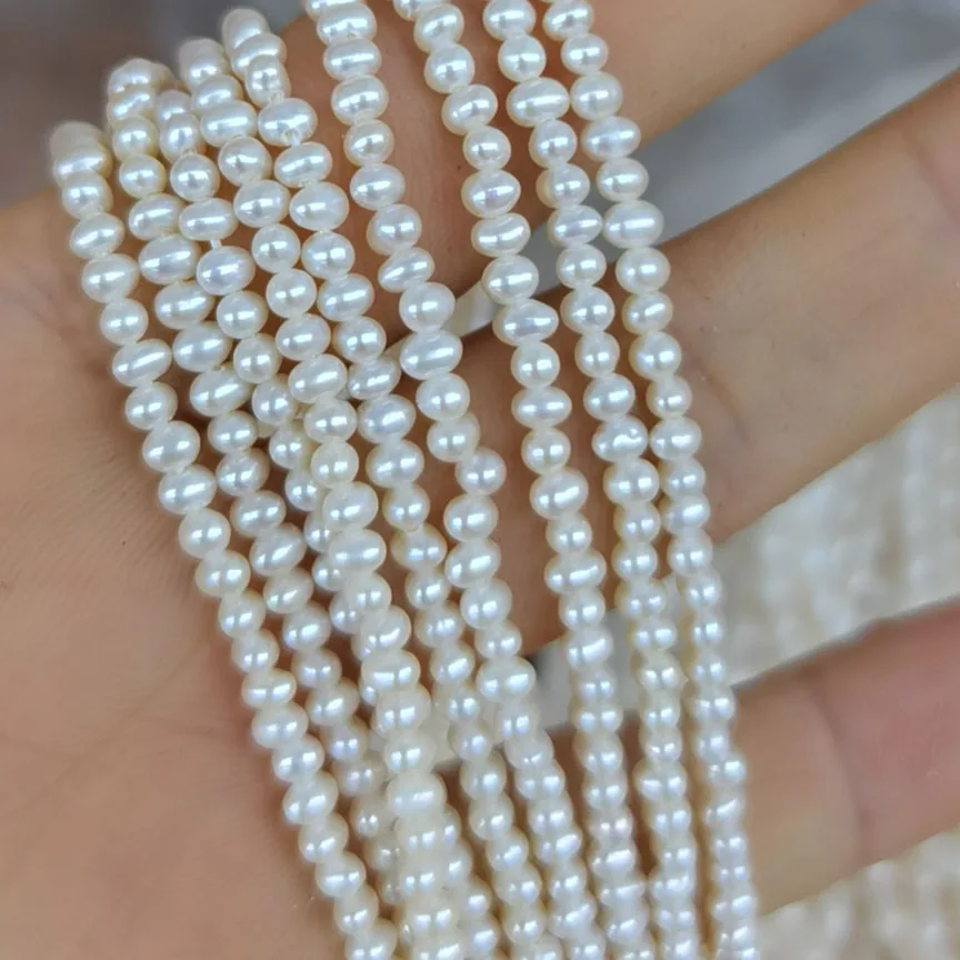 

free shipping 37 cm,3-5 mm MINI egg shape FRESHWATER PEARL BEADS,100% NATURE freshwater pearl material with OVAL AA quality