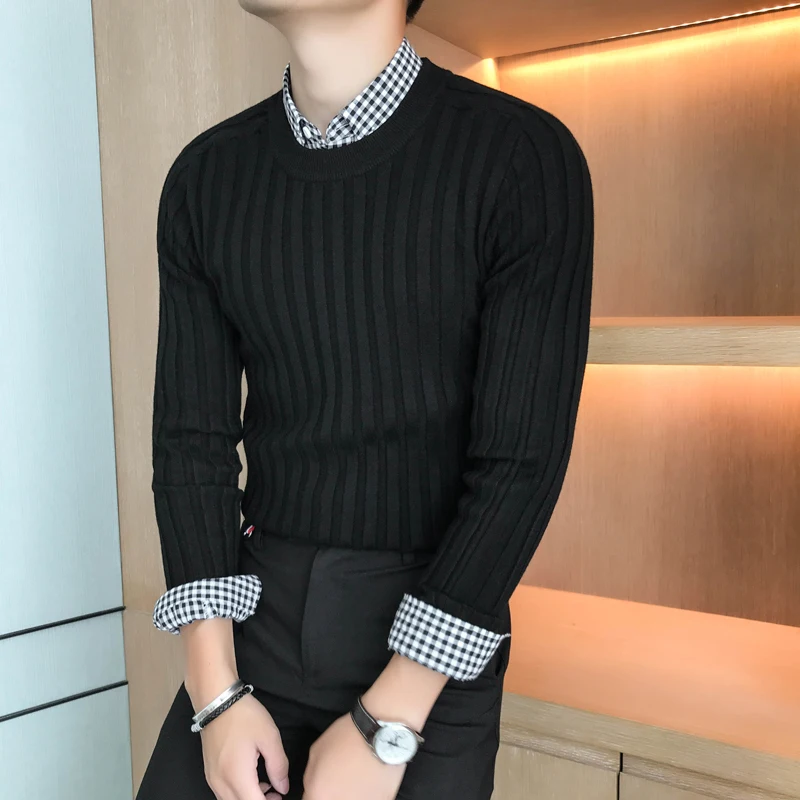 Black Nieuwe осень зима Heren Trui Truien повседневные O Hals Trui Джемперы Mannelijke Truien Топ Chandail Homme Voor Mannen - Цвет: Black
