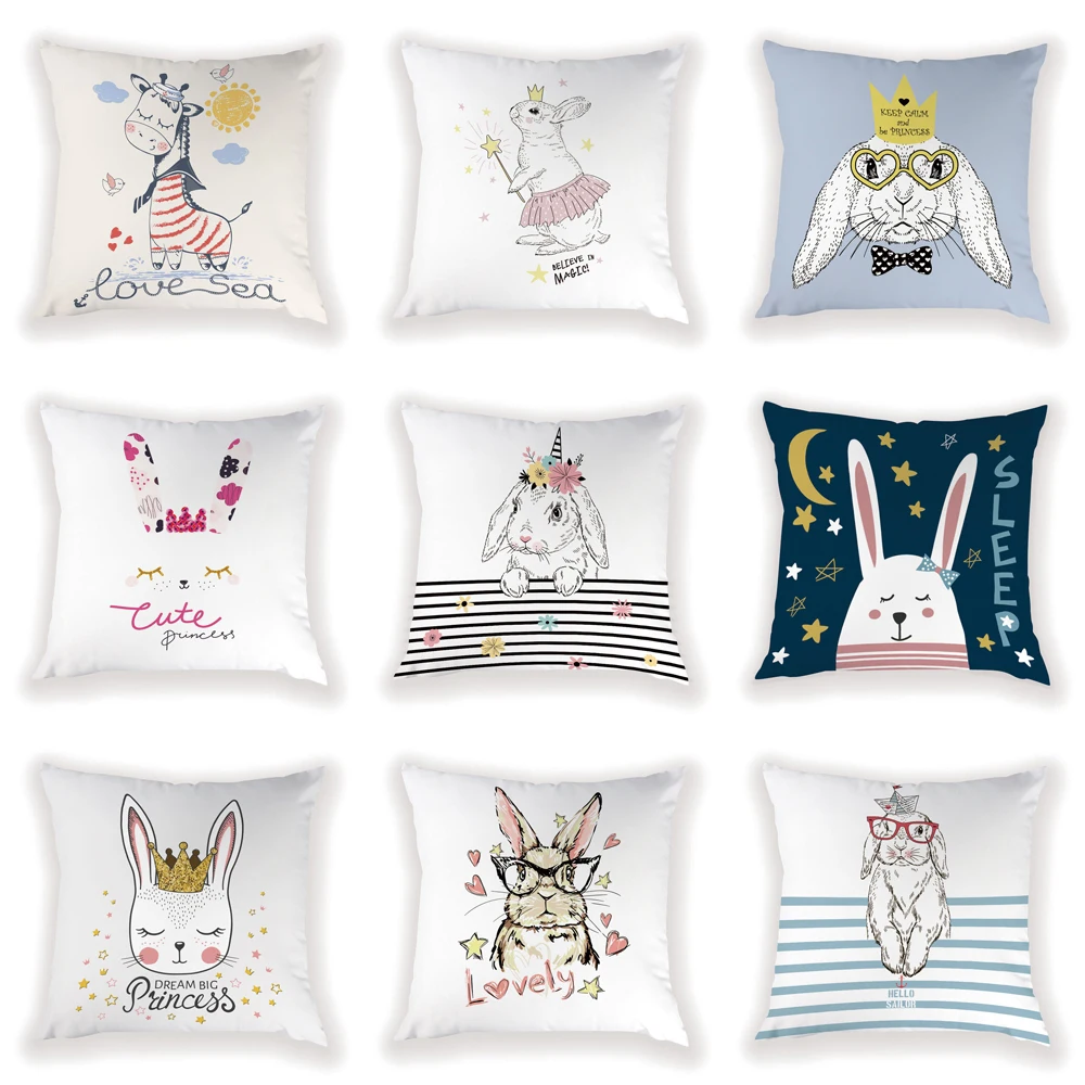 Rabbit Pillowcases Decoration For Home Giraffe Pillowcase Lovely Pillow Cover Pillows Decorative Decor Cushion Sofa | Дом и сад