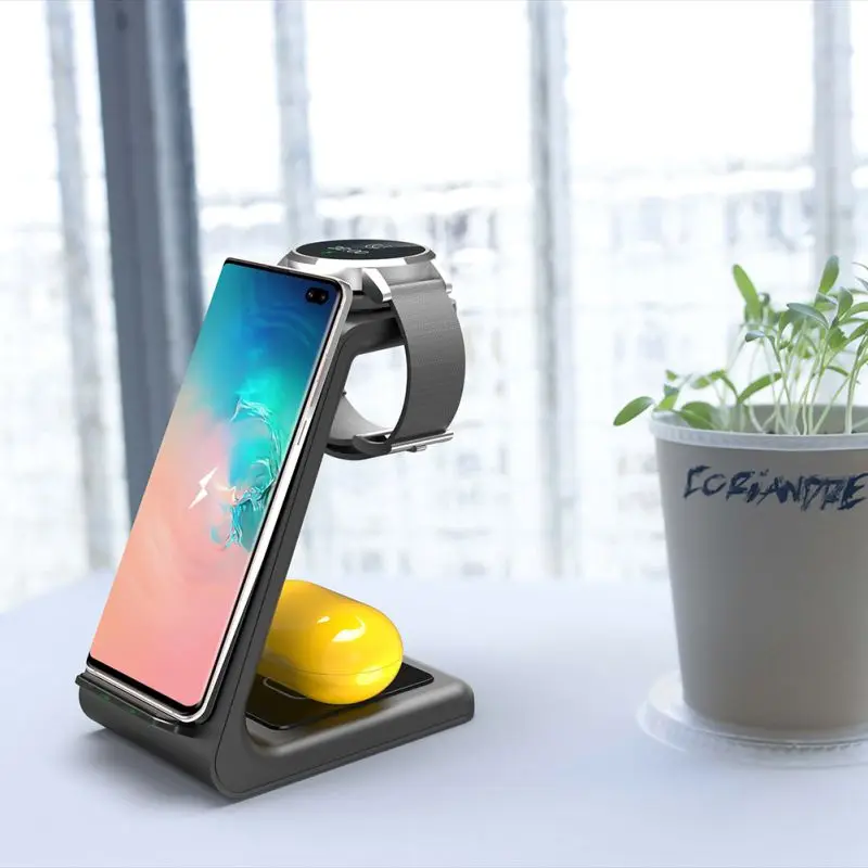 Новинка для samsung Galaxy Watch Buds 3 в 1 10 Вт Беспроводное зарядное устройство зарядная станция Беспроводное зарядное устройство для мобильного телефона 10 Вт быстрое зарядное устройство