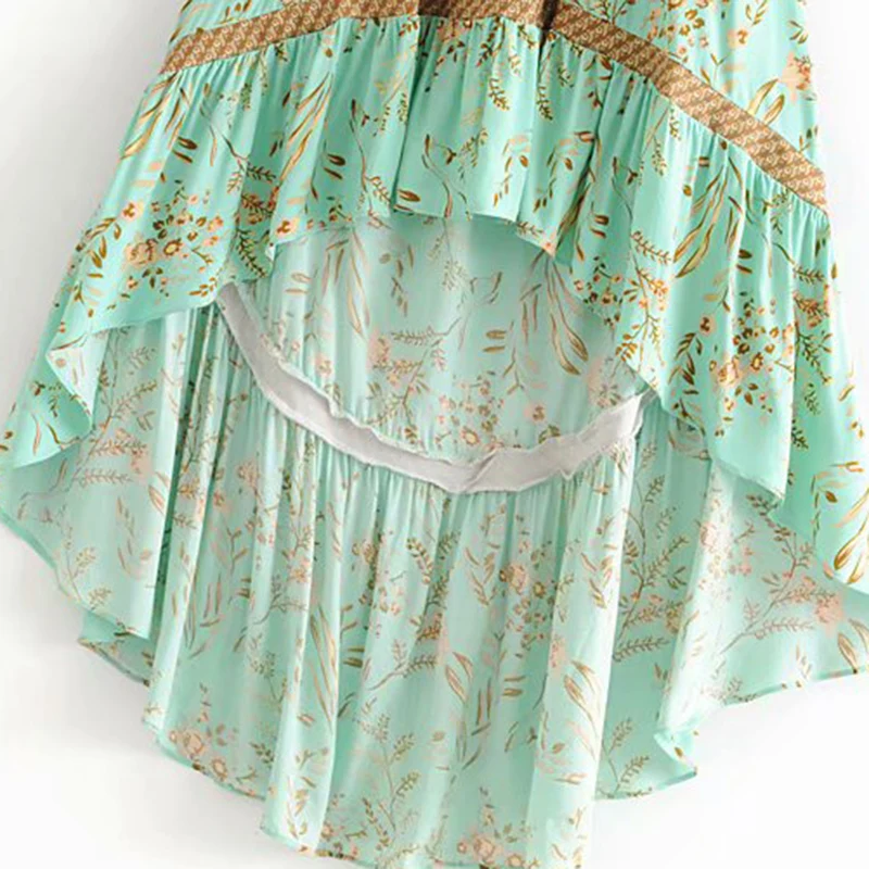 Summer long dress Vintage Floral Print Backless Chic Boho Dress Women With Sashes Asymmetrical Beach Dress Vestidos